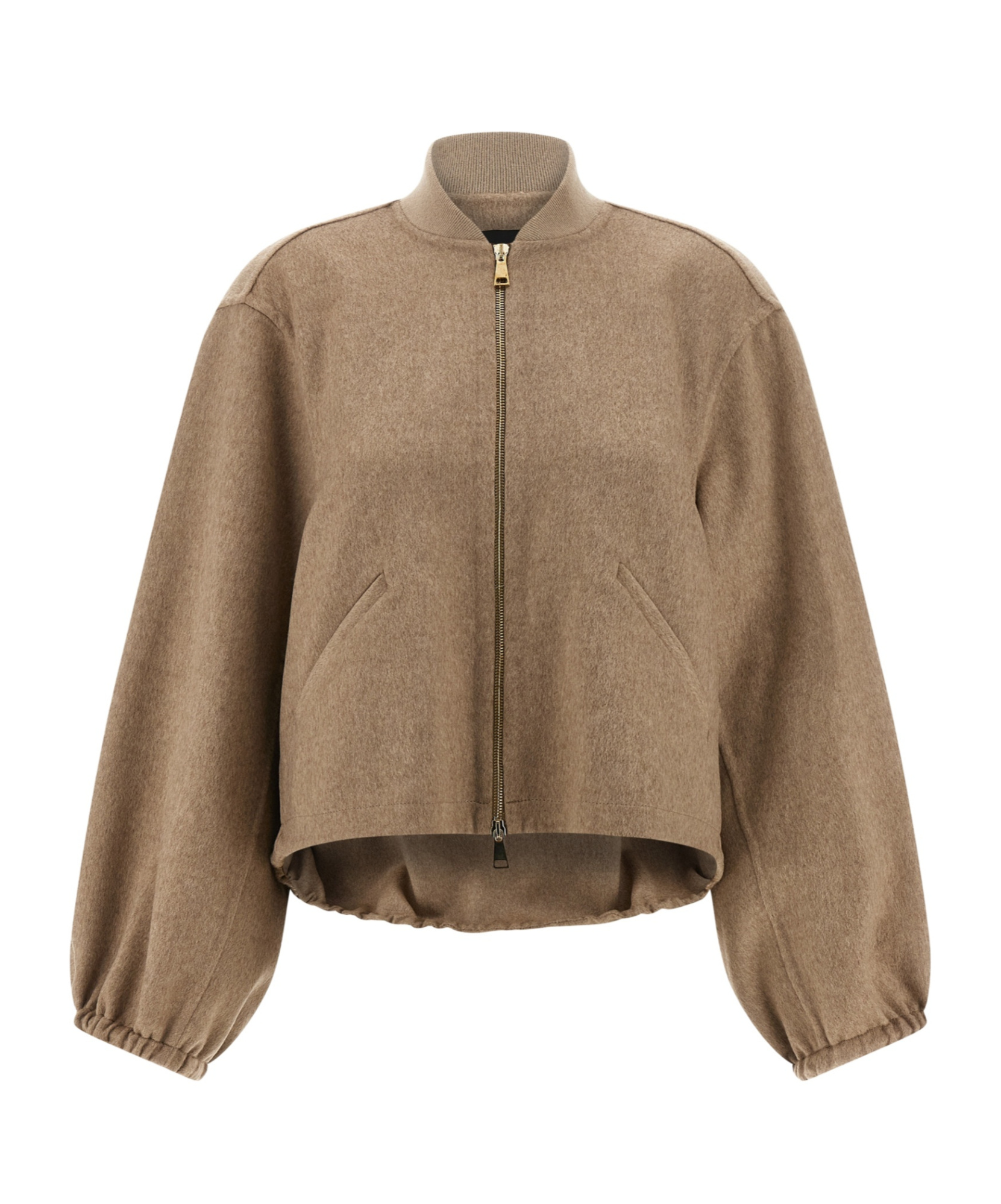 Fabiana Filippi Cashmere Bomber Jacket Puffer Jackets Beige In Brown