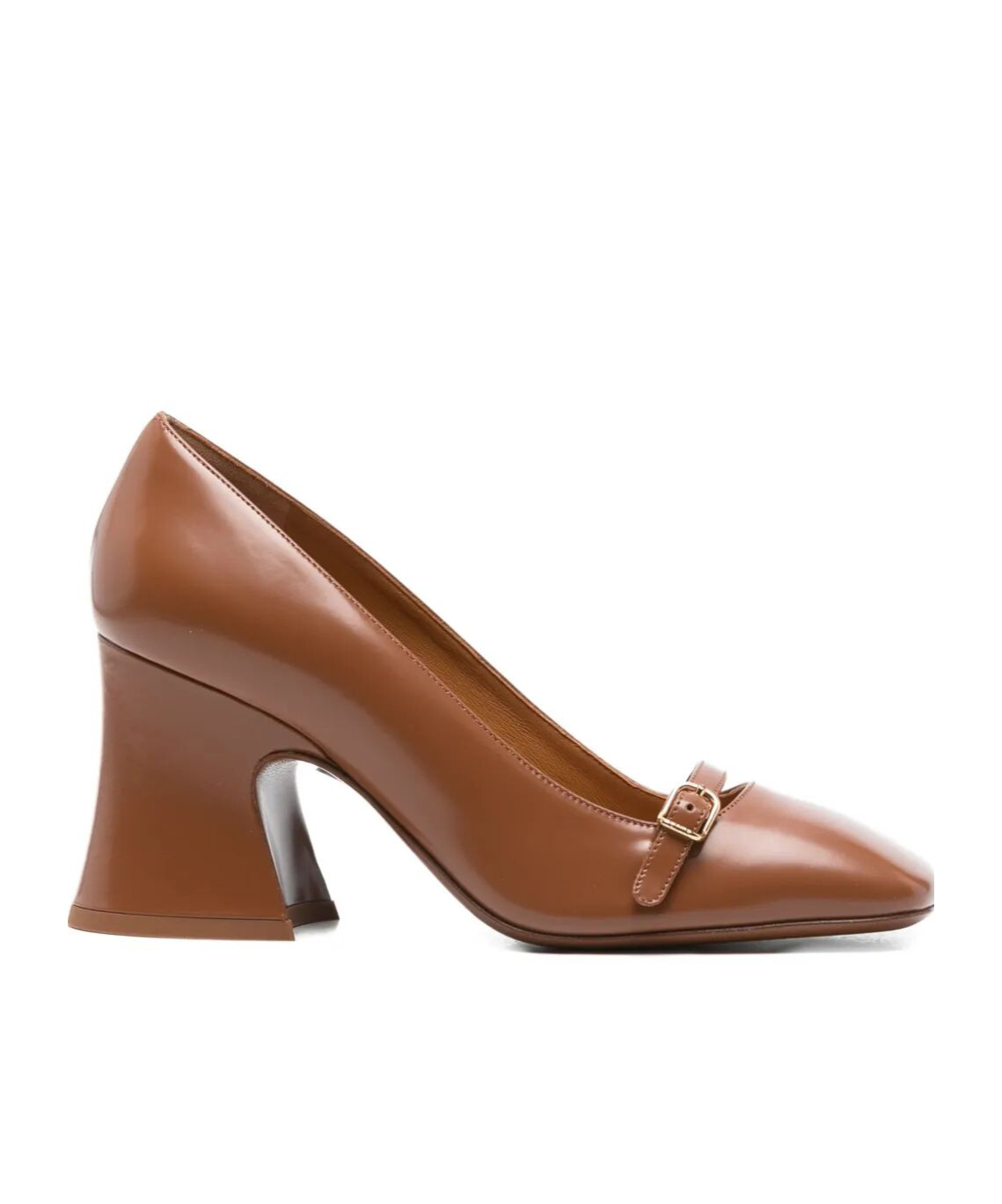 Chloé 75mm Janis Buckle-detail Flared Pumps In Brown