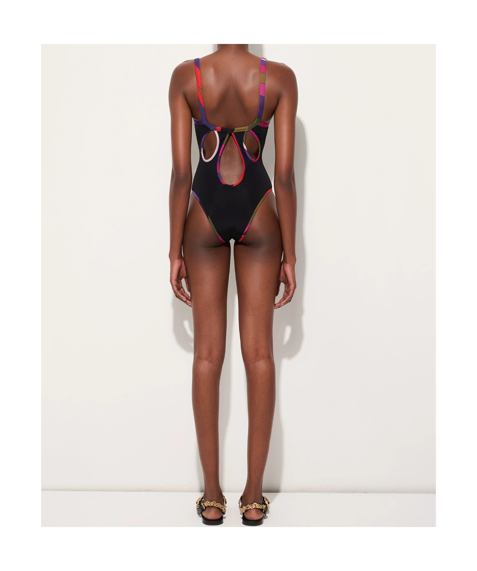 Pucci One Piece Swimsuit With Printed Edges In Black