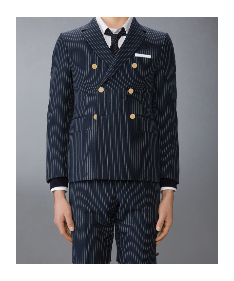 Thom Browne Pinstripe Wool Blazer In Black