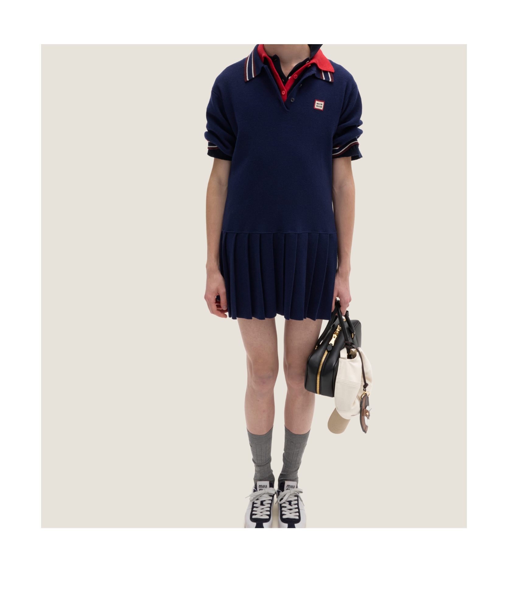 Miu Miu Short Sleeve Dress In Black
