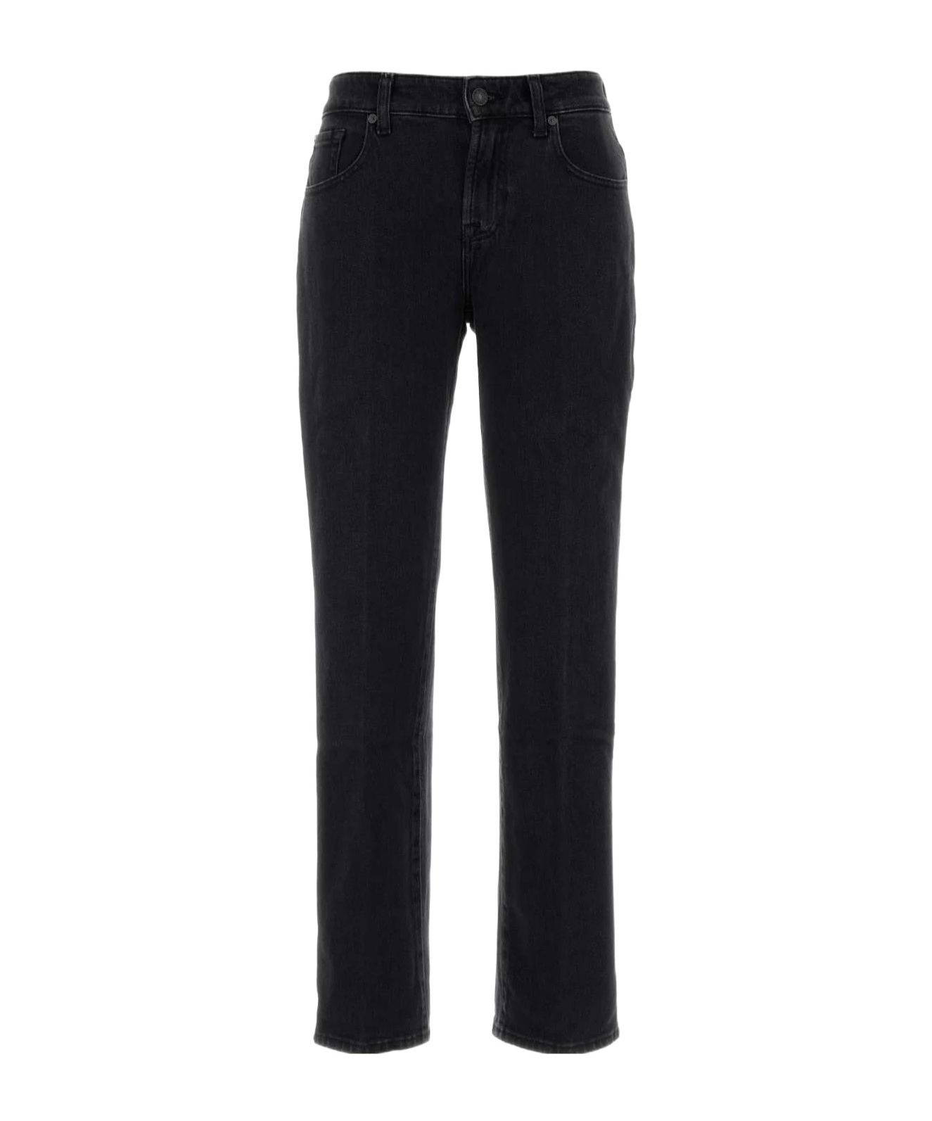 7 For All Mankind Calie Straight Denim Jeans In Black