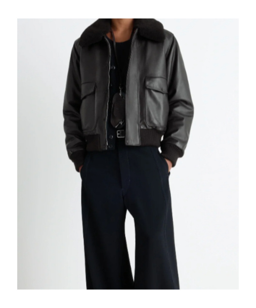 Lemaire Sheepskin-collar Leather Jacket In Brown