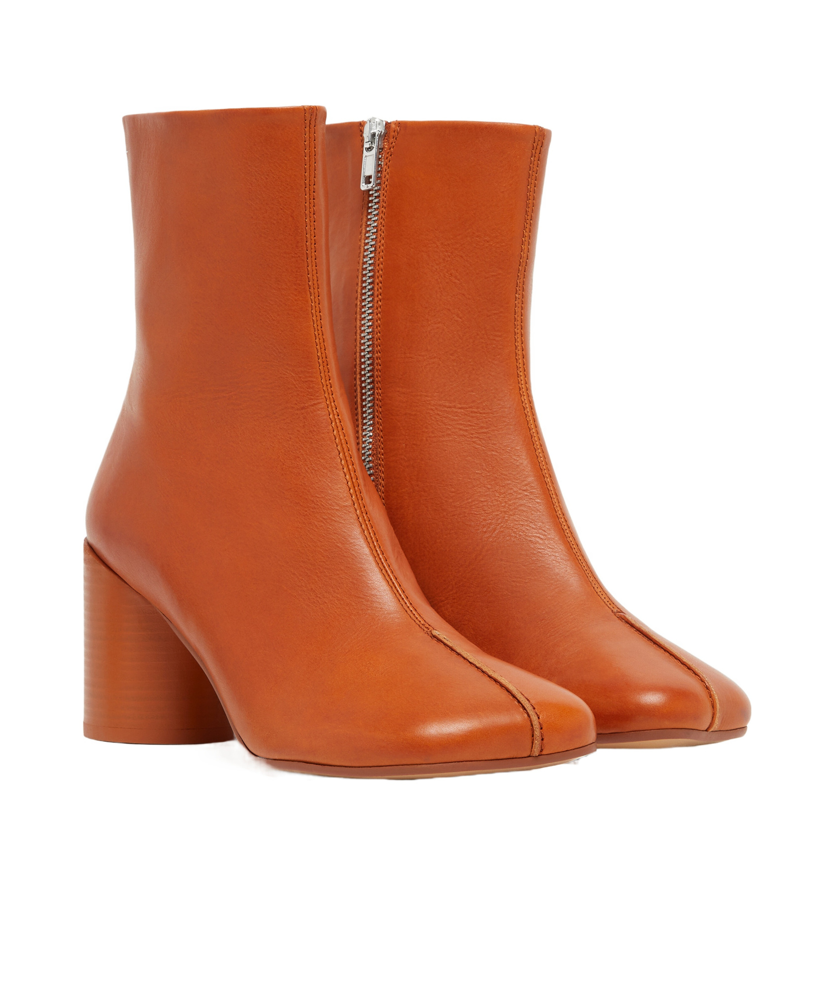 Mm6 Maison Margiela Tan Stitch-out Leather Ankle Boots In Brown