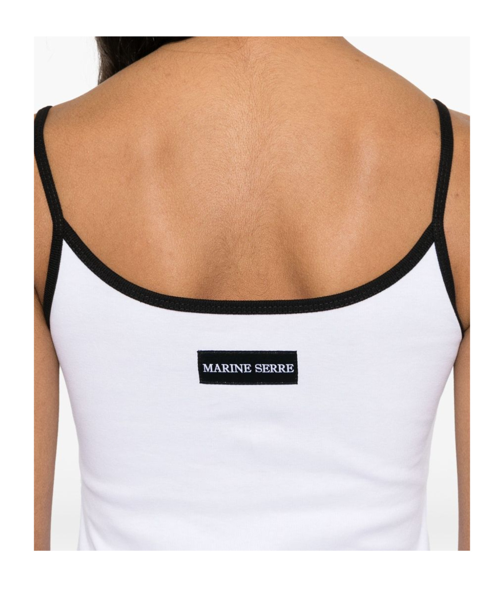 Marine Serre Moon Logo Ribbed Tank Top In White