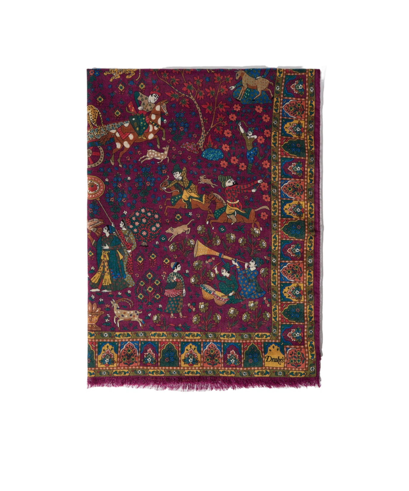 Drake's London Pattern Scarf In Red