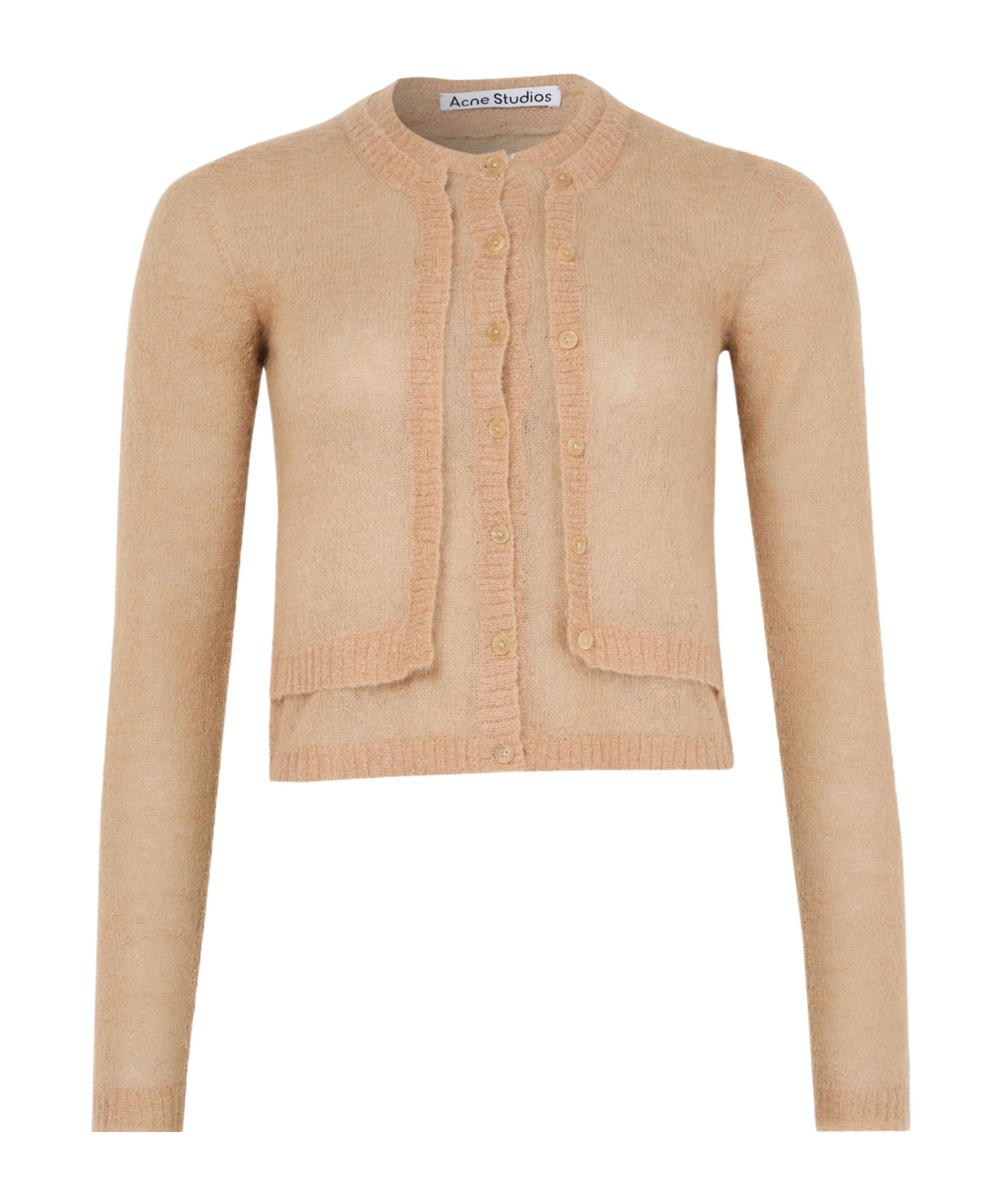 Acne Studios Beige Layered Mohair Cardigan In Nude