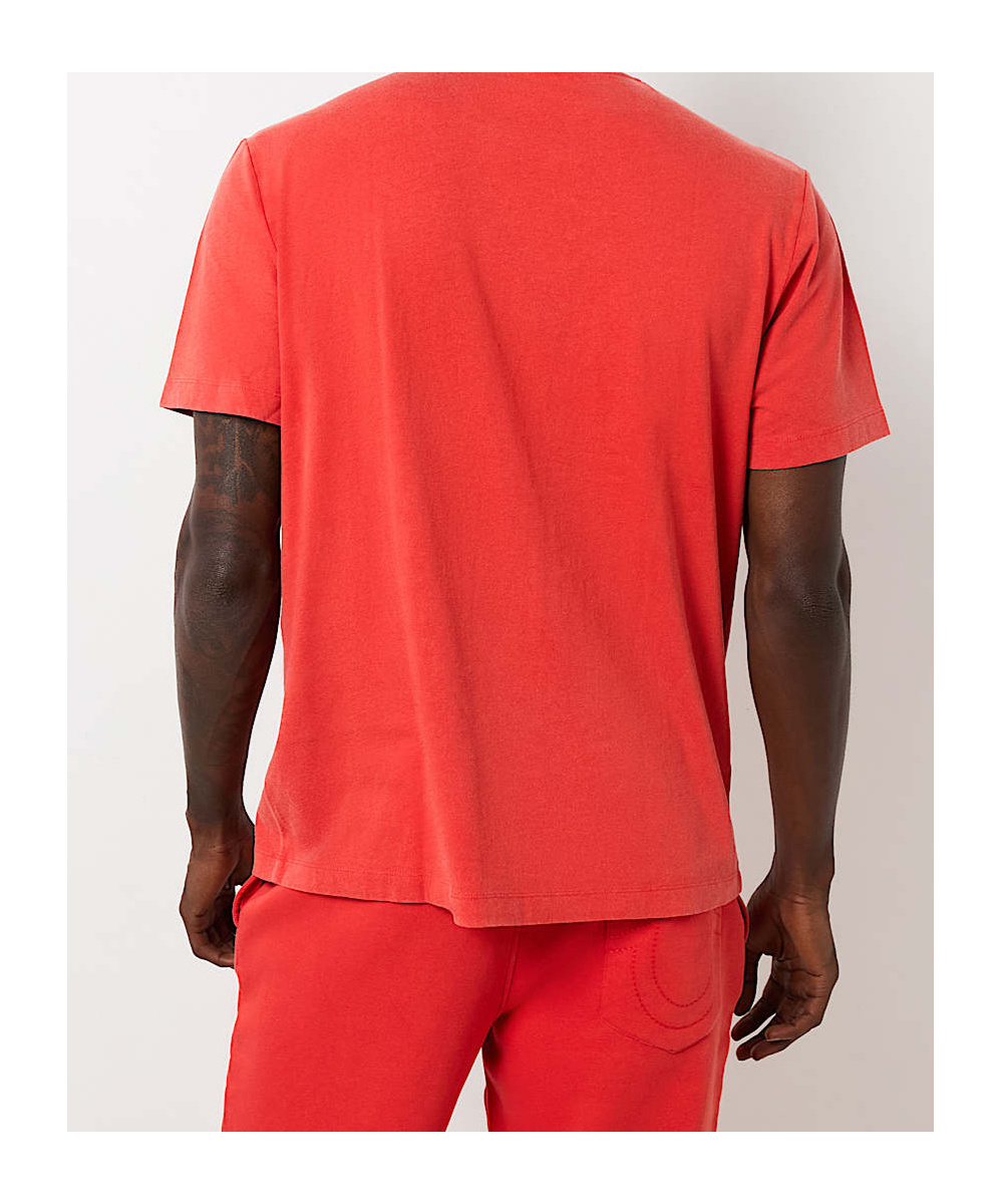 True Religion Vintage Crackle Buddha Tee In Orange