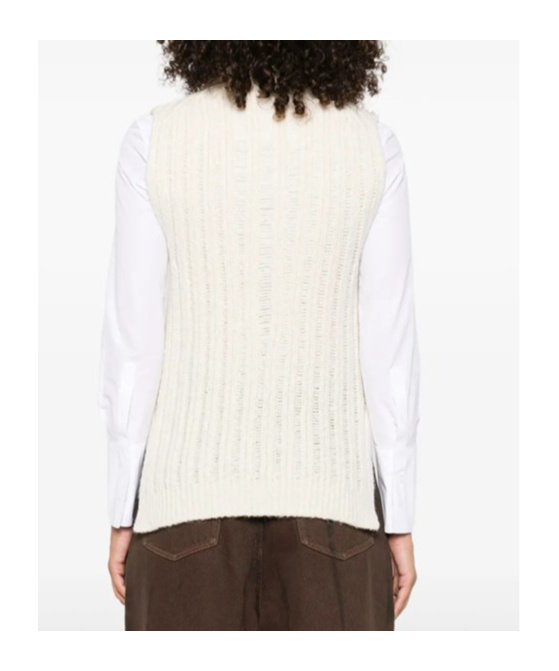 Peserico Ribbed High-neck Sleeveless Top In Neutral