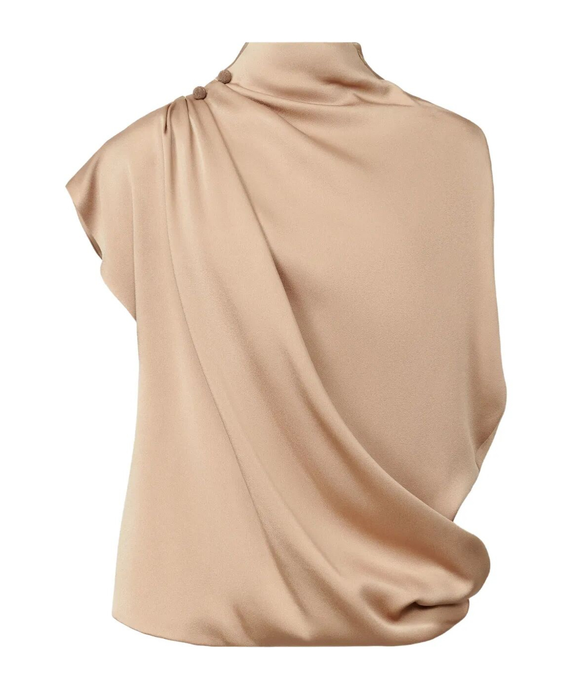 Fabiana Filippi Draped Mock-neck Enver Satin Top In Gold