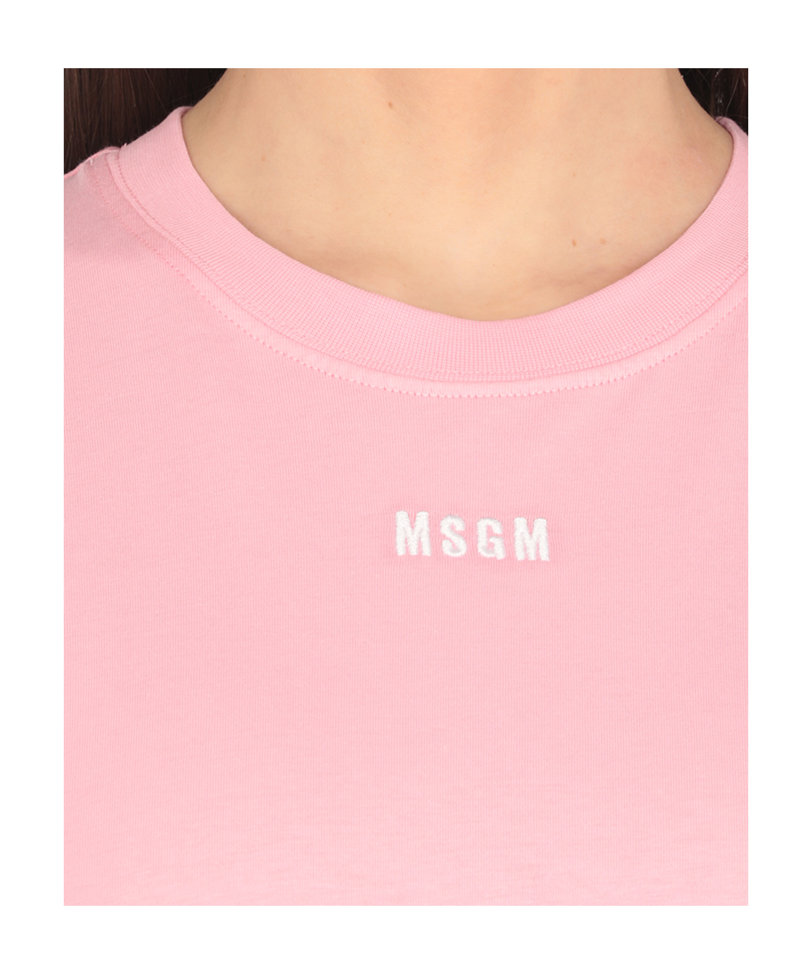 Msgm Logo Embroidered Midi Dress In Pink