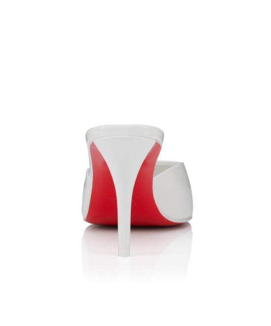 CHRISTIAN LOUBOUTIN 80 MM MULES - PATENT CALF LEATHER - BIANCO - WOMEN