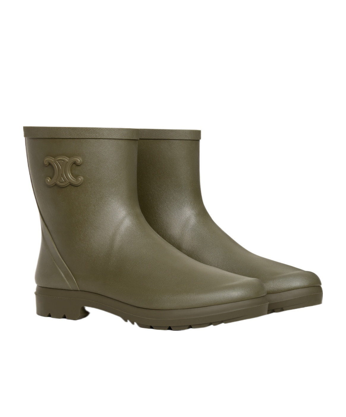 Celine Triomphe Mid-height Rain Boots In Green