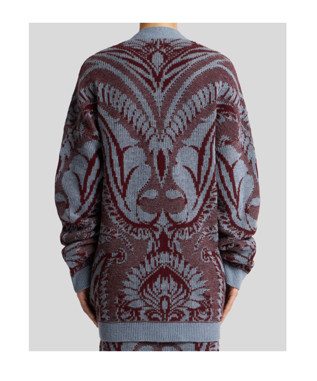 Shop Etro Jacquard Cardigan In Gray