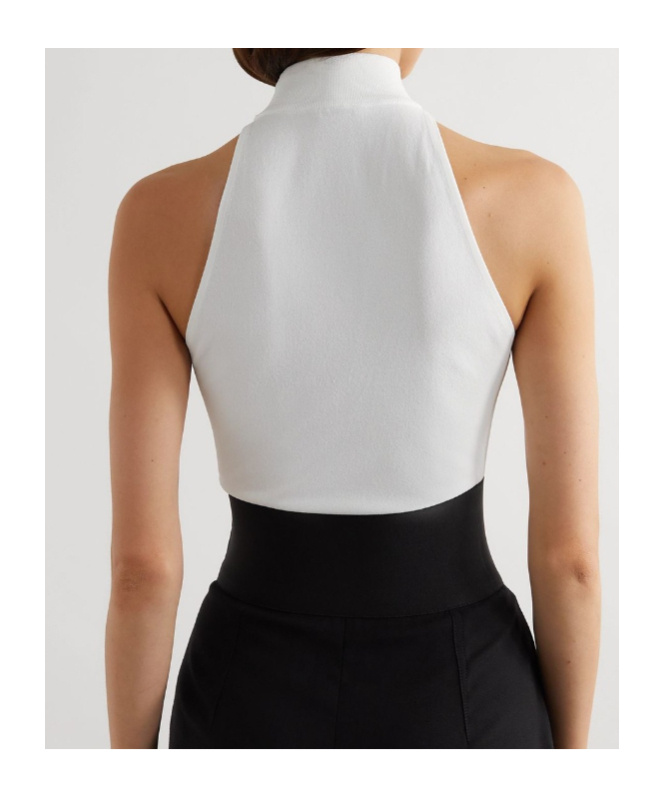 Alaïa Archetypes Stretch-crepe Mock-neck Bodysuit In White