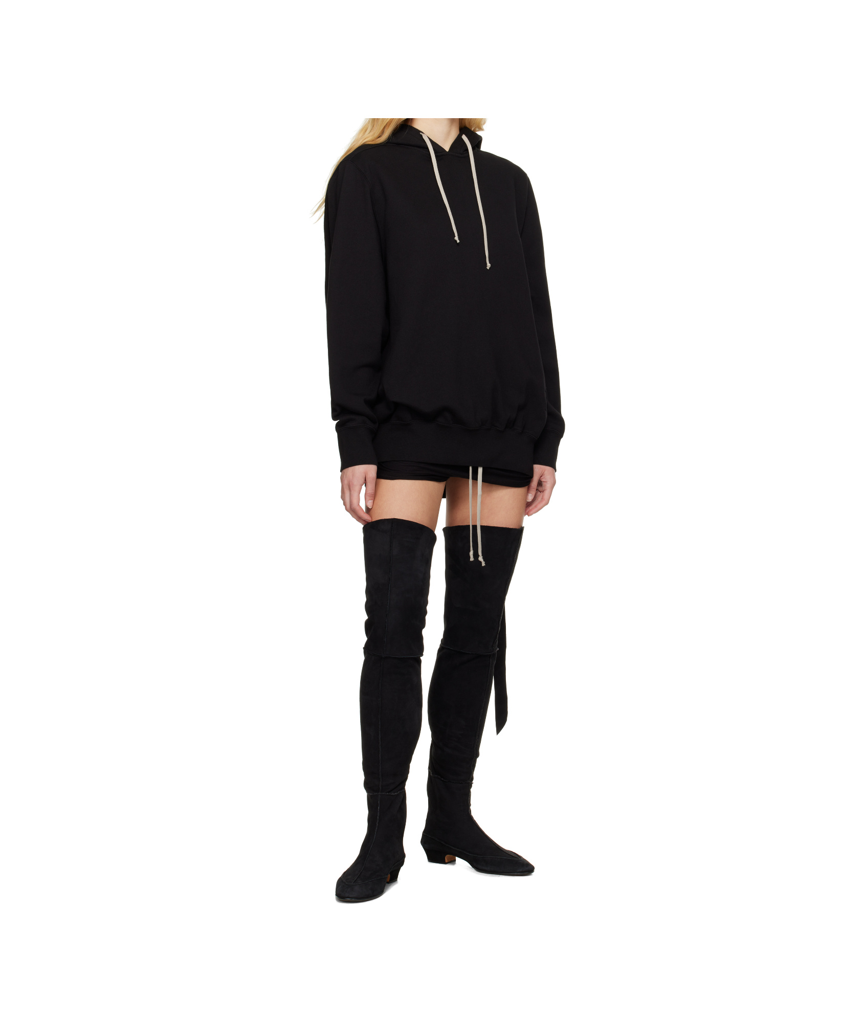 Rick Owens Drkshdw Black Hollywood Oversized Hoodie In Black