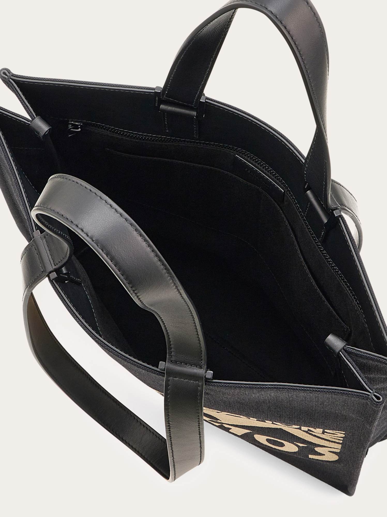 Shop Ferragamo Large Logo Shoulder Bag In Black