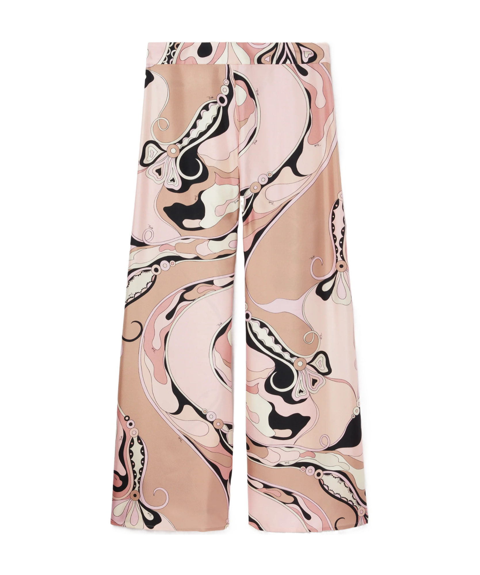 Emilio Pucci Orchidee Print Silk Twill Wide-leg Pants In Nude