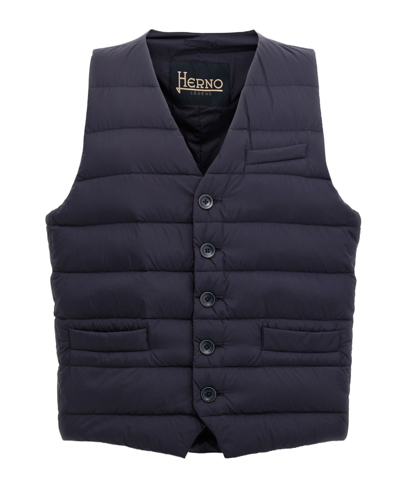 Herno Padded Button-up Gilet Vest In Black