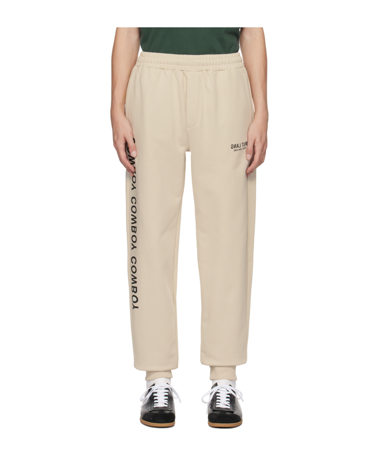 Helmut Lang Beige Scribble Sweatpants