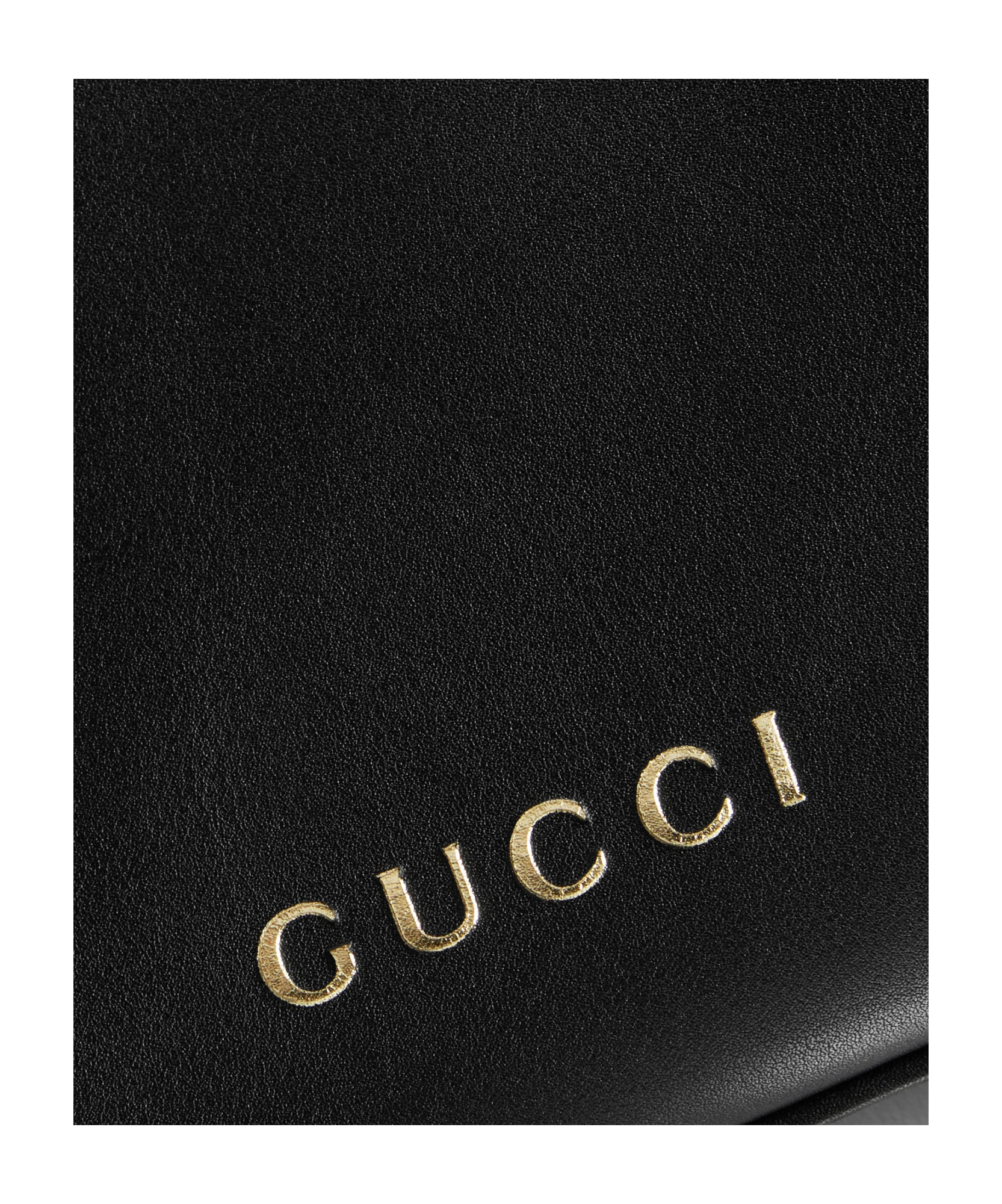 Gucci Gg Emblem Leather Bucket Bag With Frontal Logo In Black