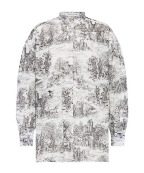 Dior Pattern Long Shirt In Gray
