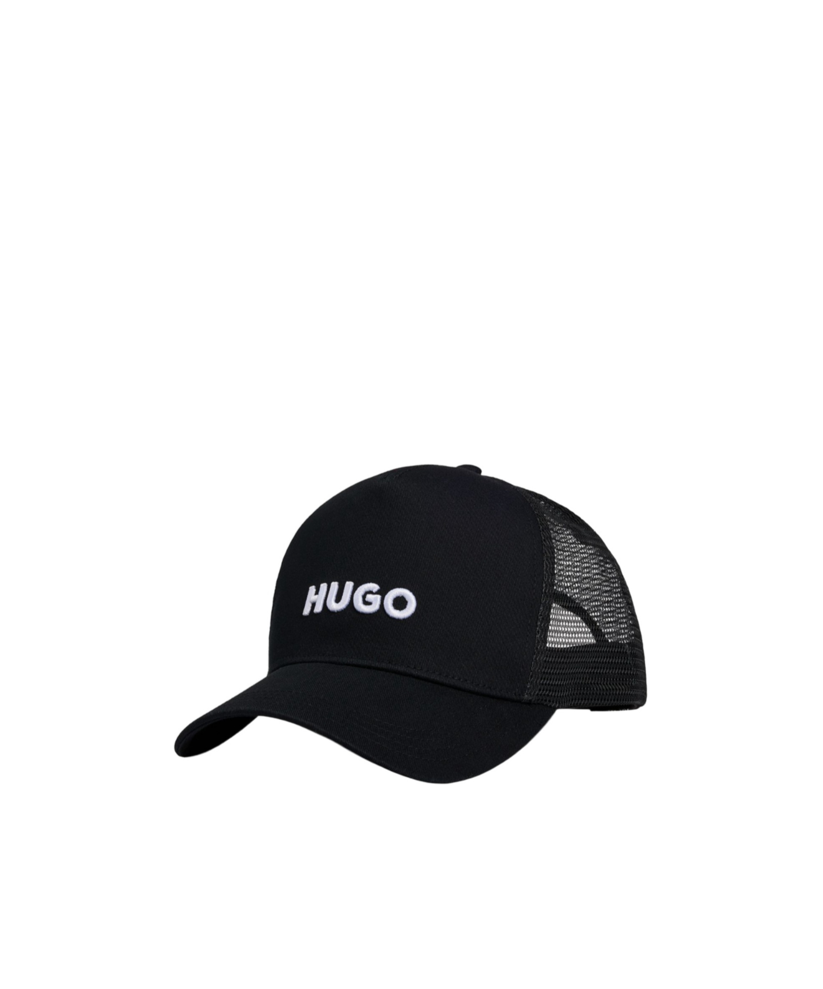 Hugo Boss Embossed Embroidered Logo Trucker Cap In Black