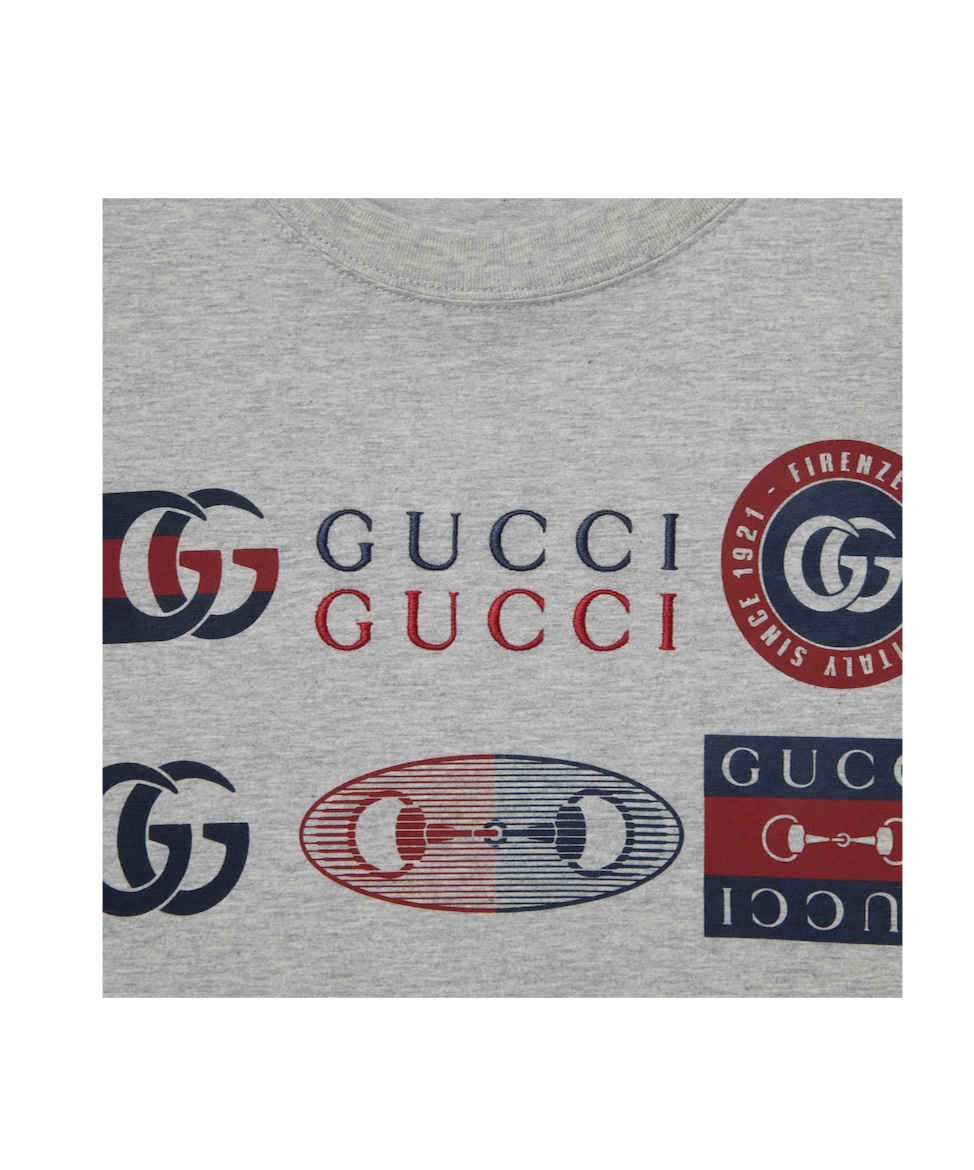 Gucci Printed Cotton Jersey T-shirt In Gray