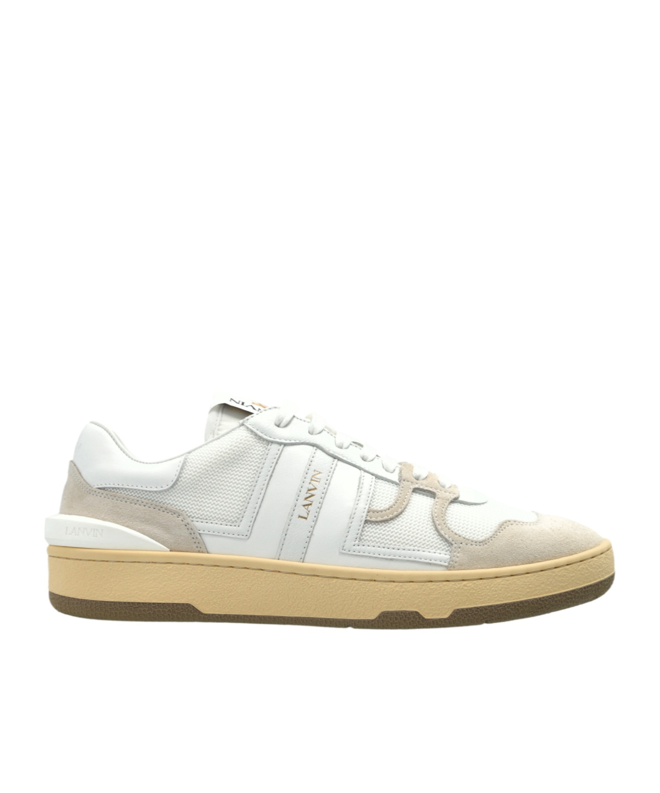 Lanvin Mesh And Leather Clay Sneakers With In White