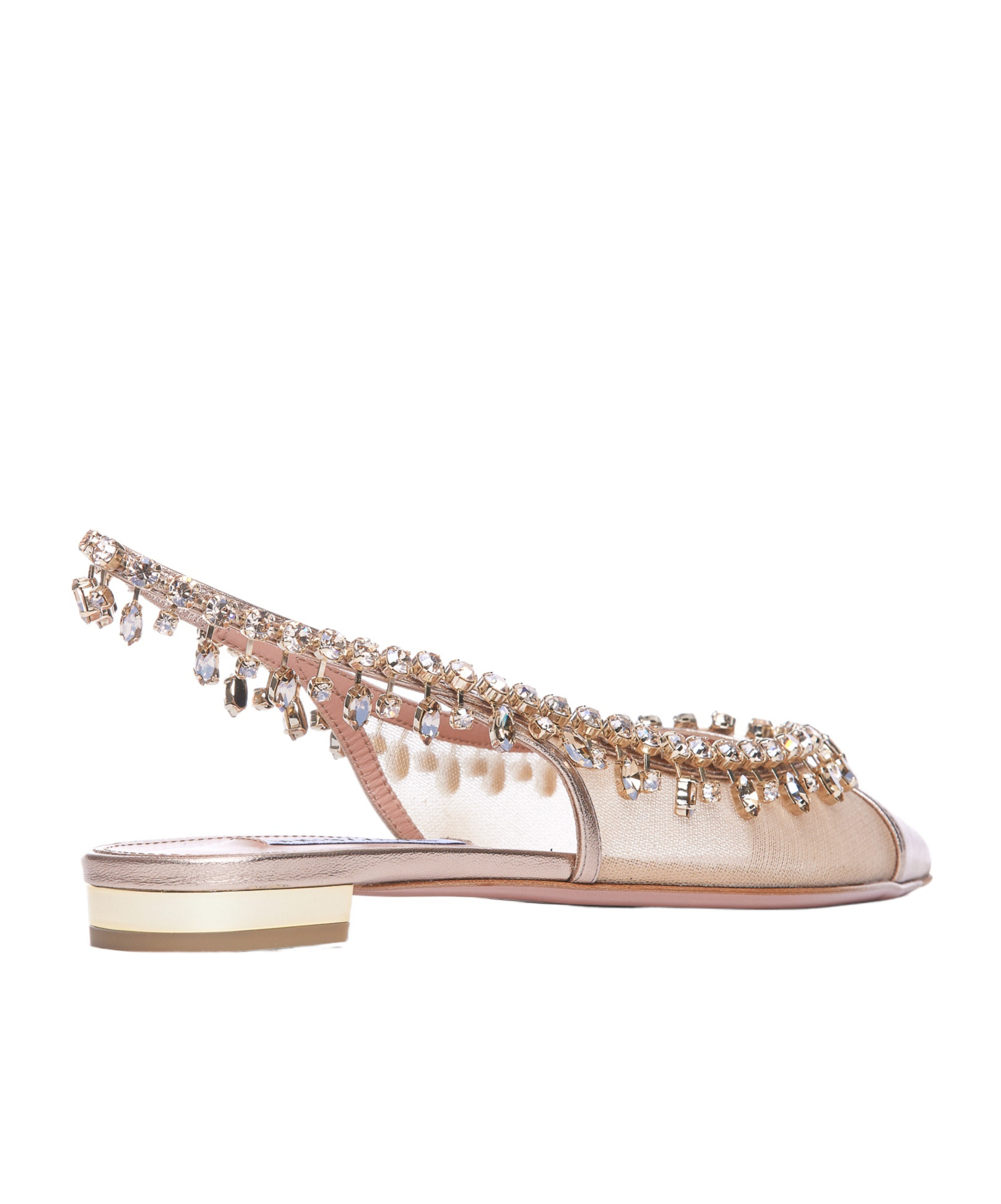 Aquazzura Half-heeled Flat Sandals In Nude