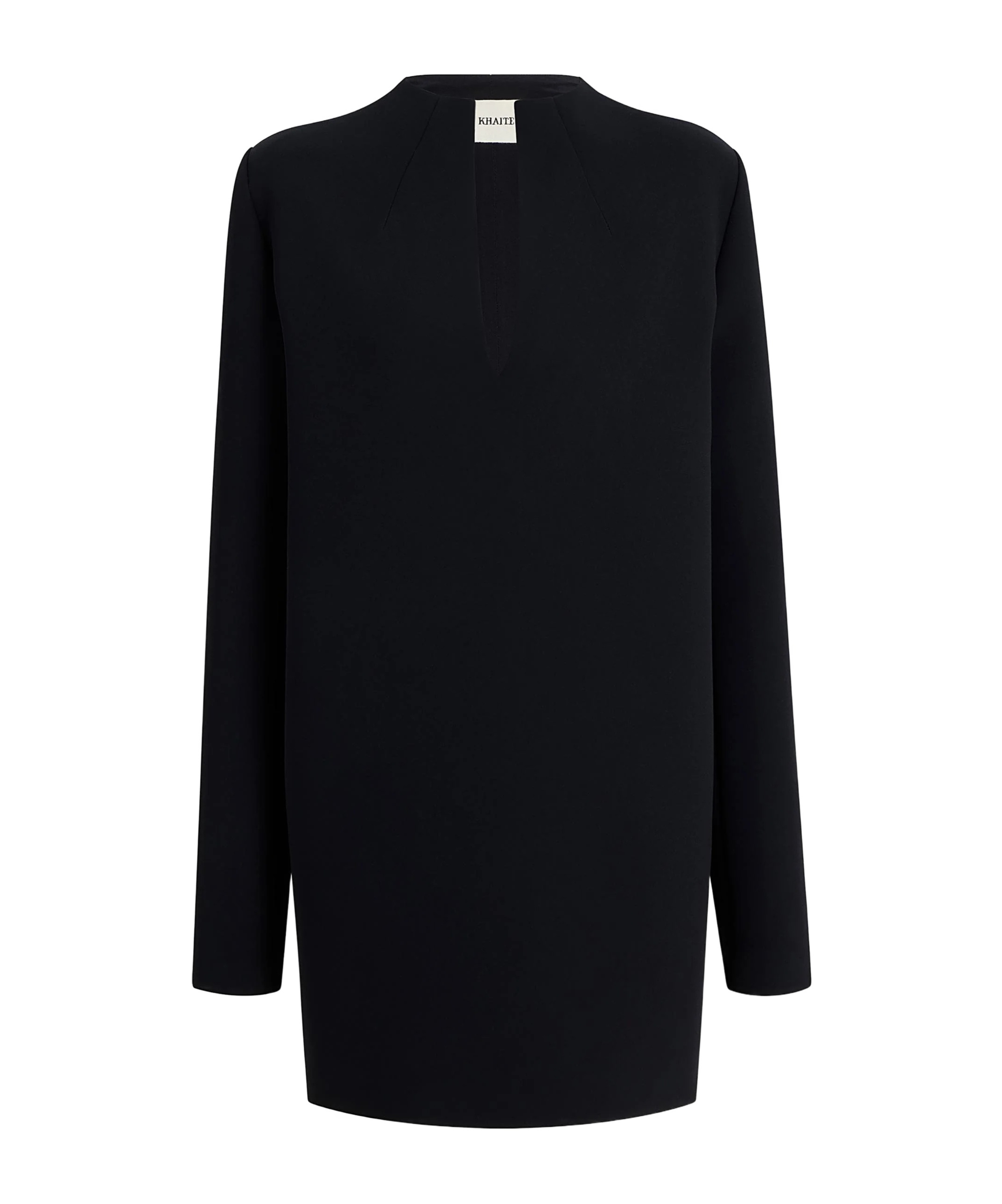 Khaite Long-sleeve Keyhole Mini Dress In Black