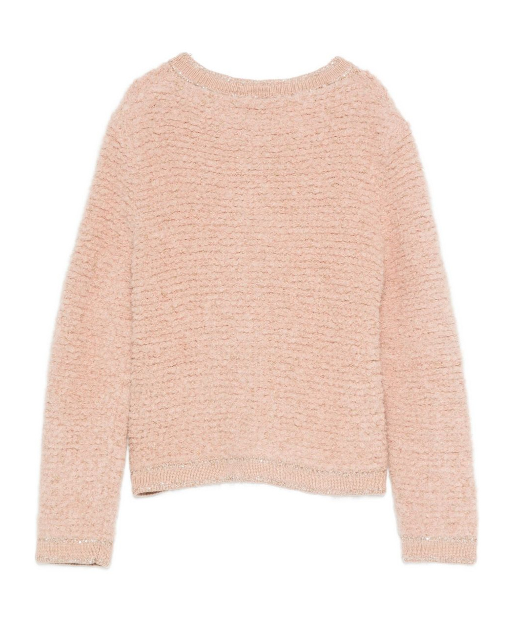 D Exterior Round Neck Long-sleeved Sweater In Pink