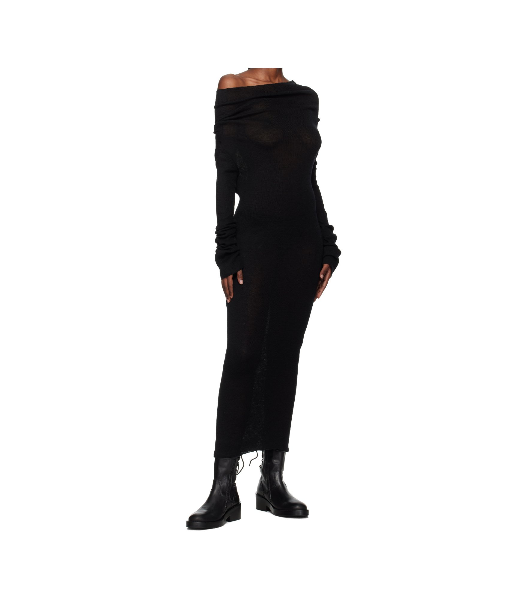 Ann Demeulemeester Barbro Dropped Shoulder Midi Knitted Dress In Black