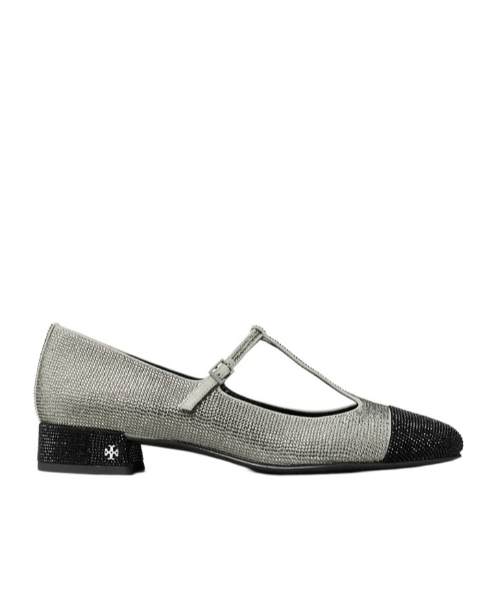 Shop Tory Burch Rhinestone Embellished Ballerina Shoes In Gray