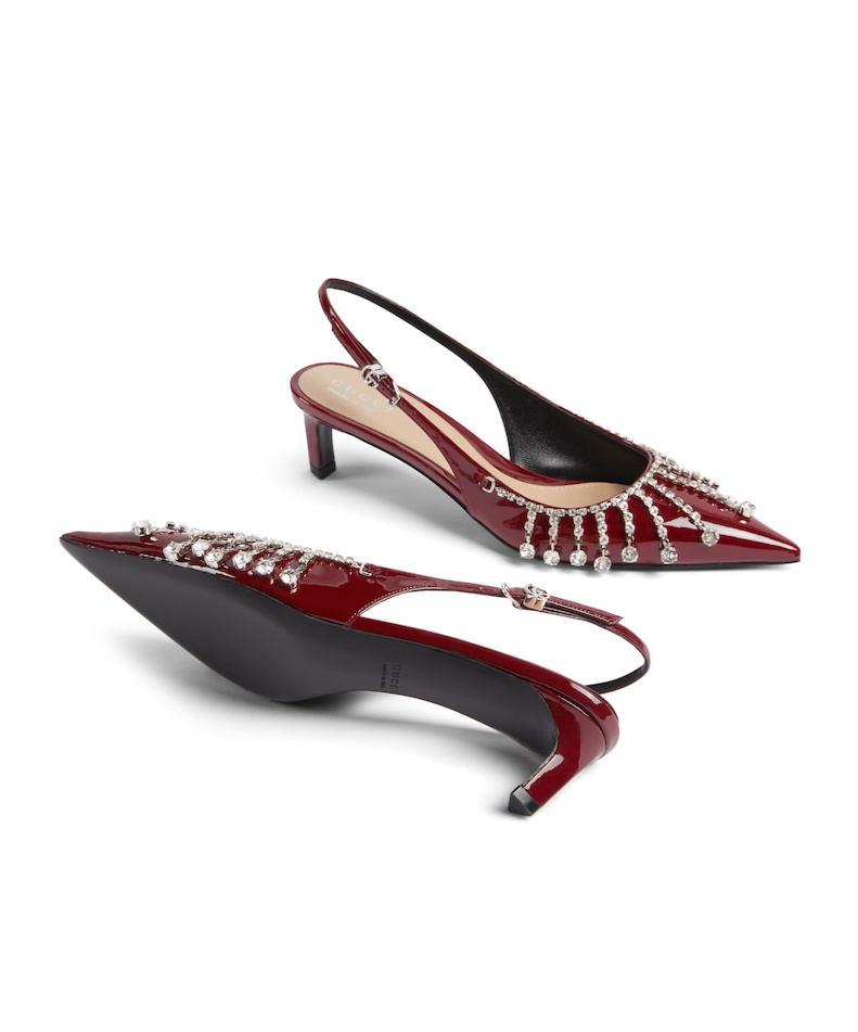 Gucci Crystal Chain High Heels In Multicolor