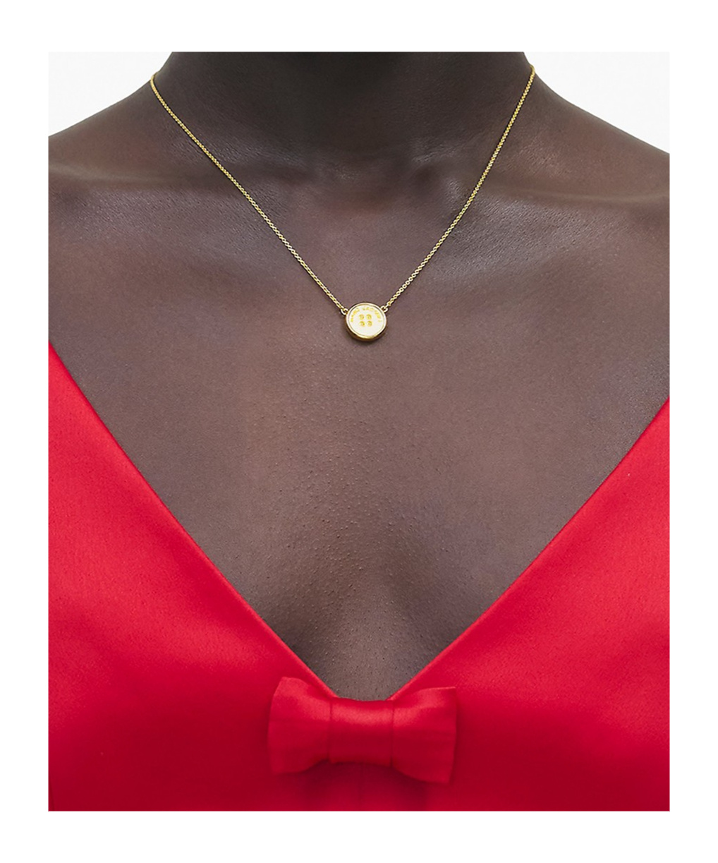 Marc Jacobs Button Pendant Necklace In White