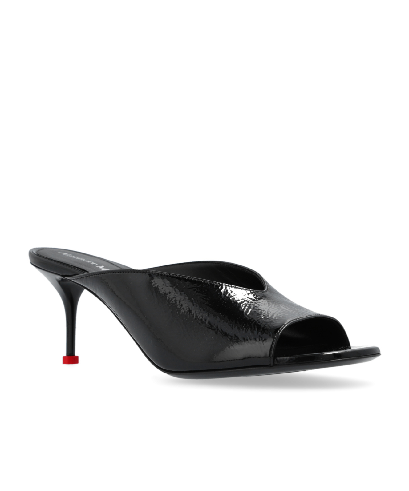 Alexander Mcqueen 70 Open-toe Leather Mules In Black