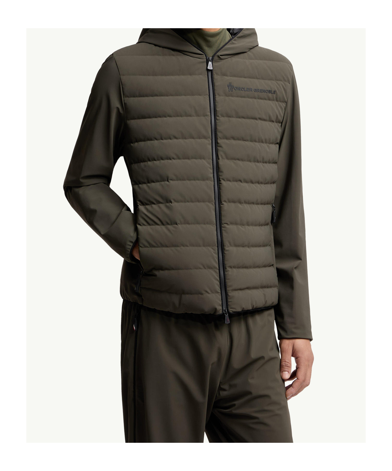 Moncler Padded Zip-up Sweatshirt In Green