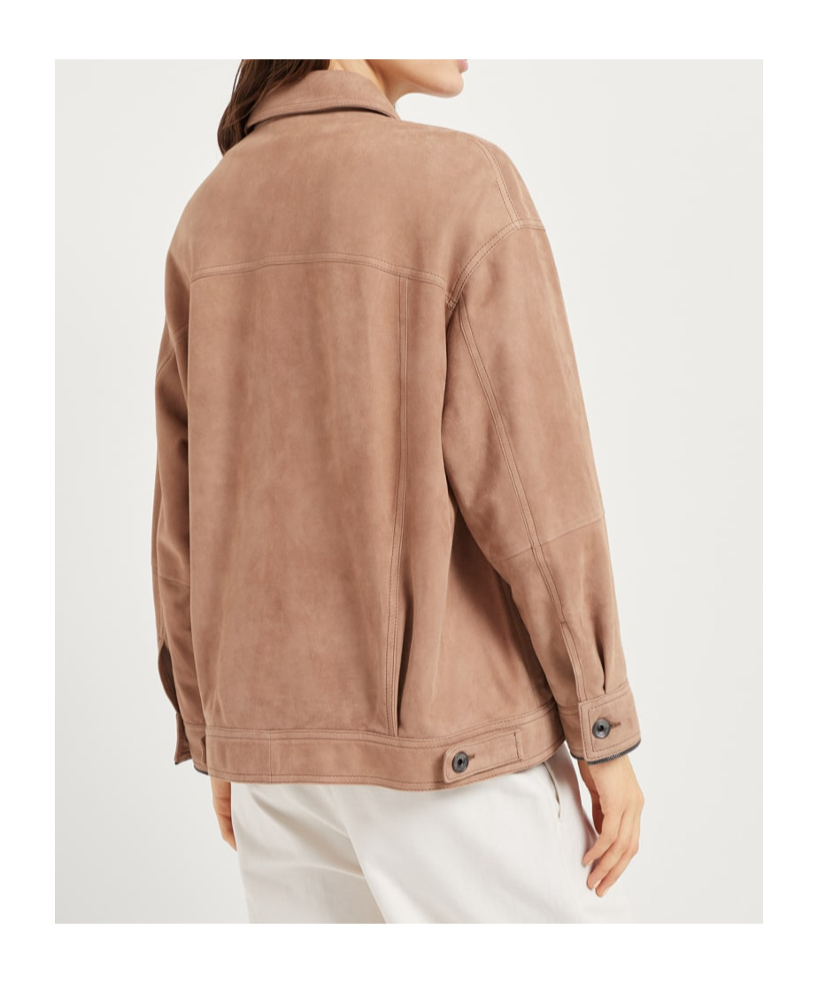 Brunello Cucinelli Couture Suede Jacket In Nude