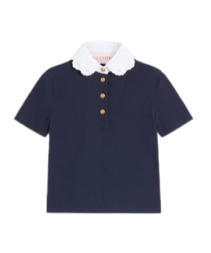 Valentino Garavani Embroidered Cotton Sweatshirt Polo Shirt In Black