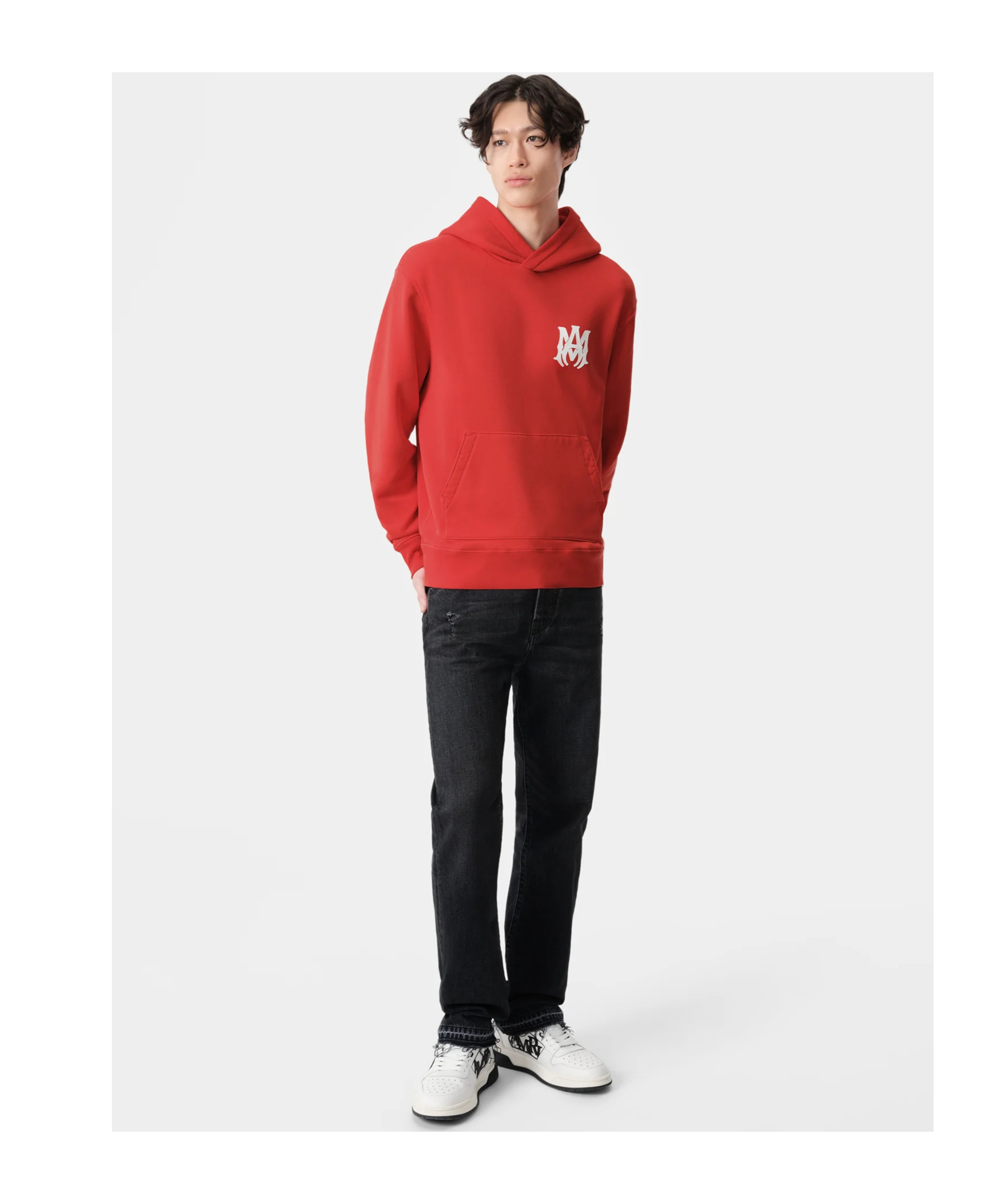 Amiri Long-sleeved Hooded Hoodie In Red