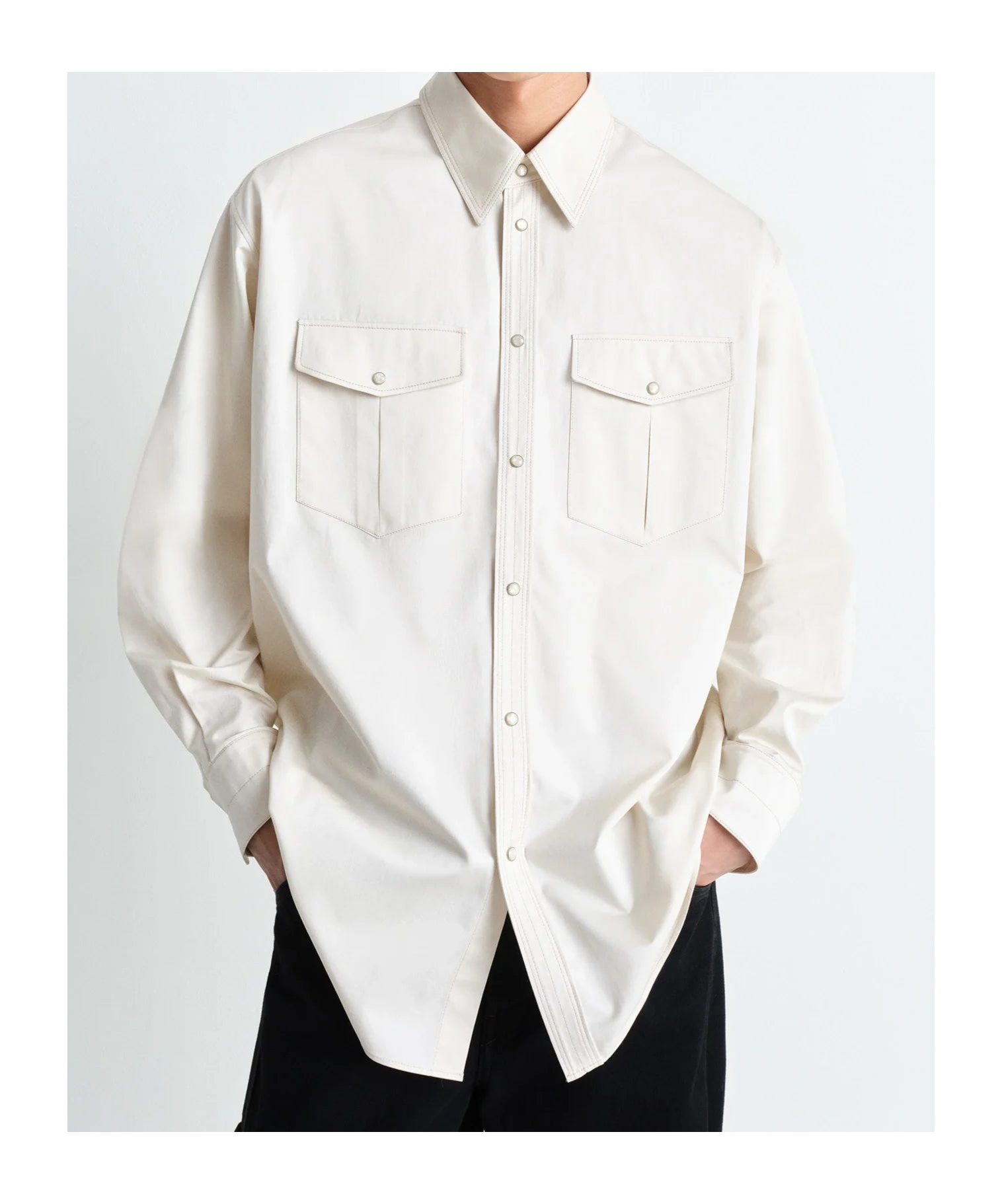 Lemaire Fabric Shirts In Milky White