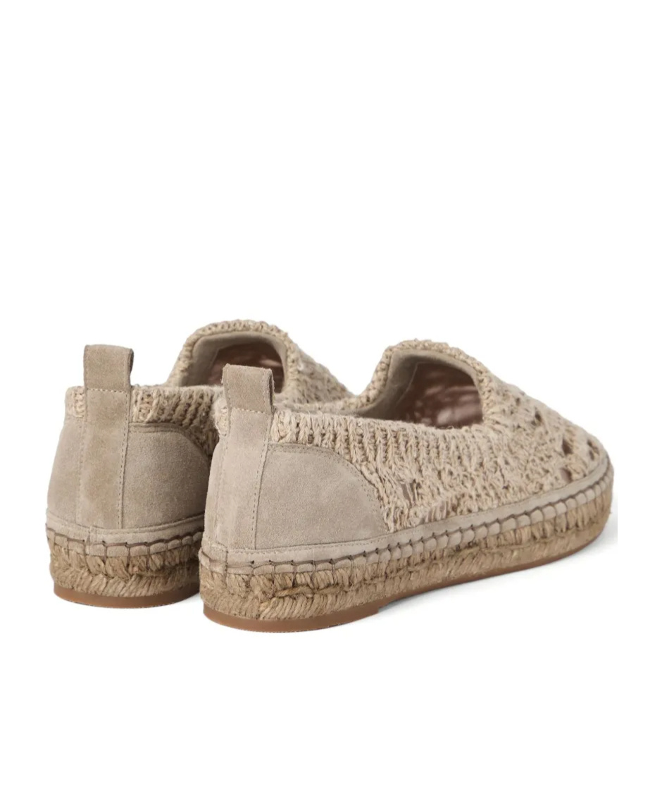Brunello Cucinelli Linen-blend Dazzling Foliage Lace Knit Espadrilles In Light Brown