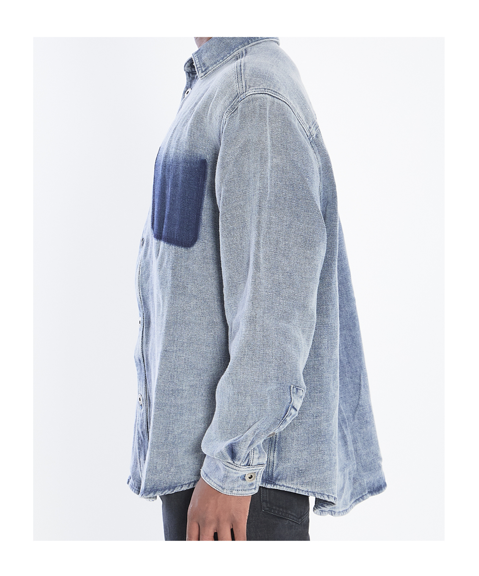 Loewe Cotton Linen Long Sleeve Shirt In Blue