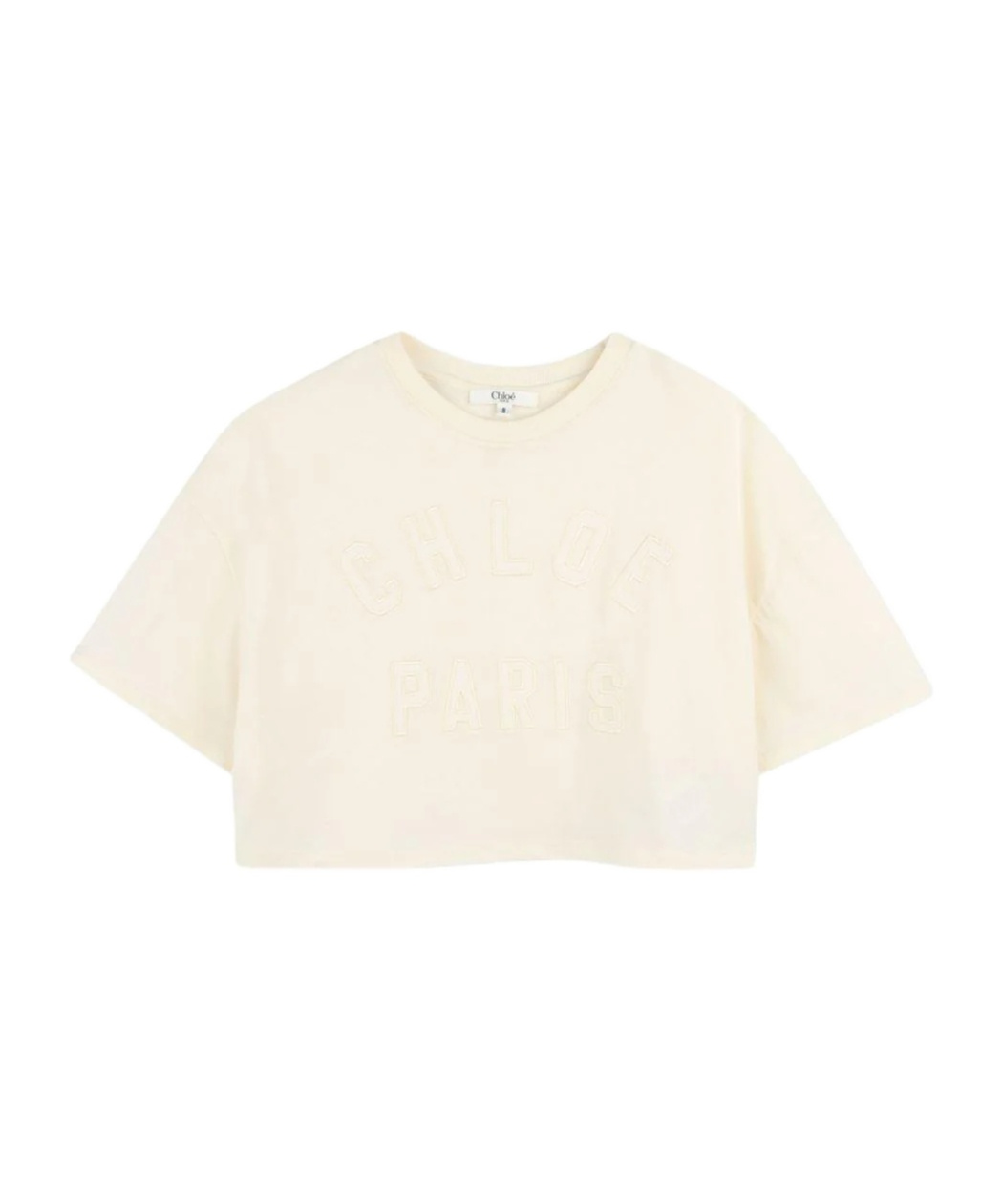 Chloé Logo-embossed Cropped T-shirt In White