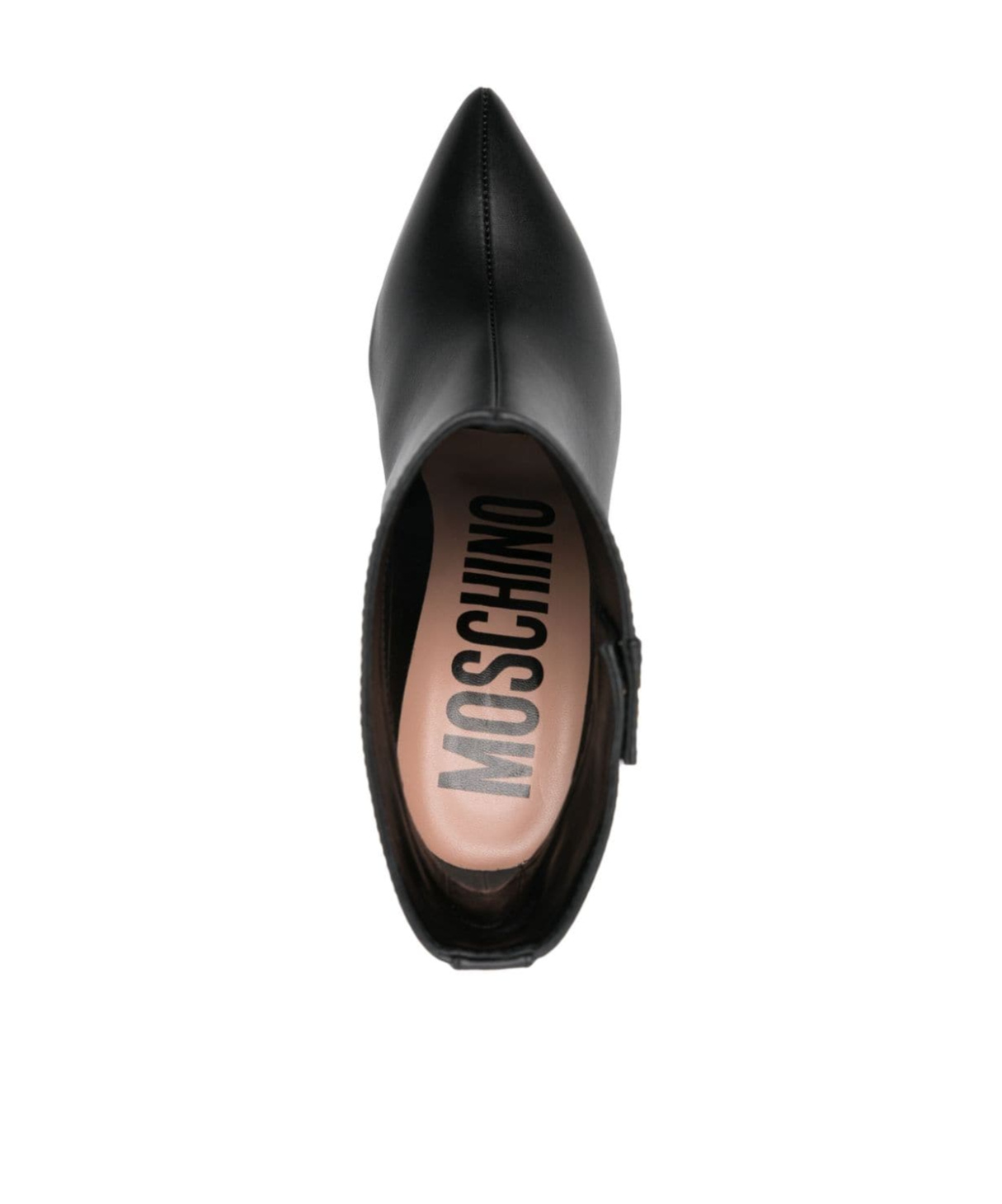 Moschino Stiletto Heel Ankle Boots With Gold Buttons In Black