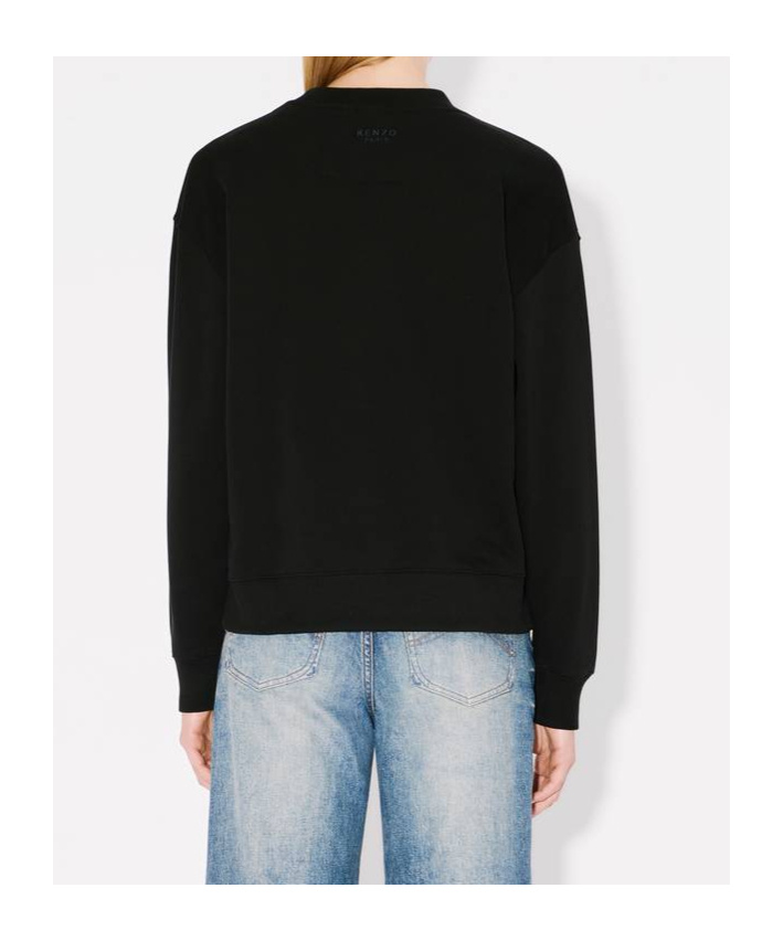 Kenzo Round-collar Long-sleeve Hoodie In Black