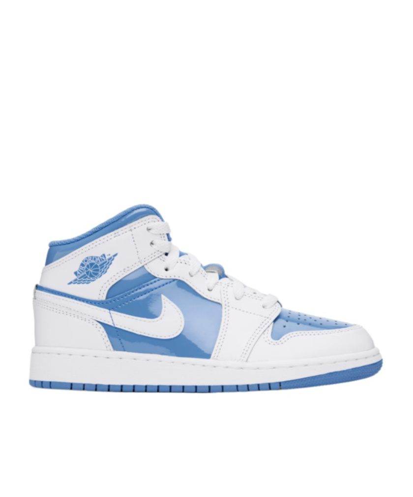 Nike Big Kids White & Blue Air Jordan 1 Mid Se Sneakers In White/legendary Blue