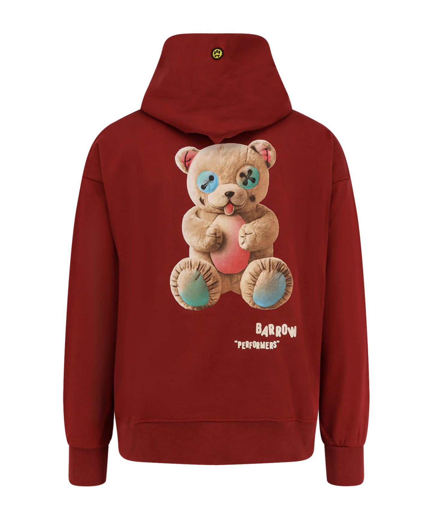 Barrow Cotton Sweatshirt With Hood And Graphic Back In Red