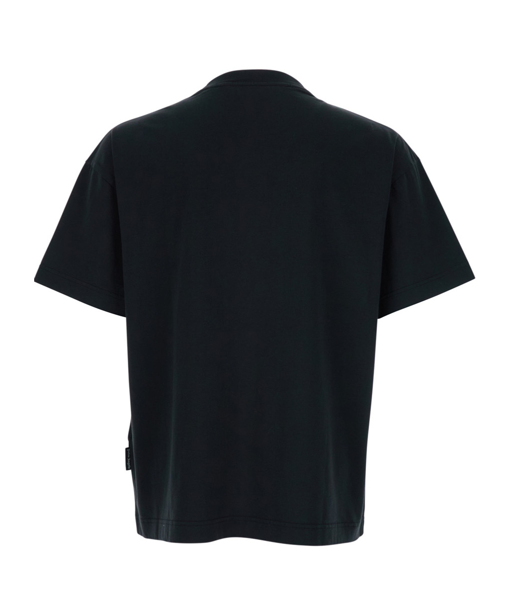 Palm Angels Paxlatimes Black Cotton T-shirt In Blue